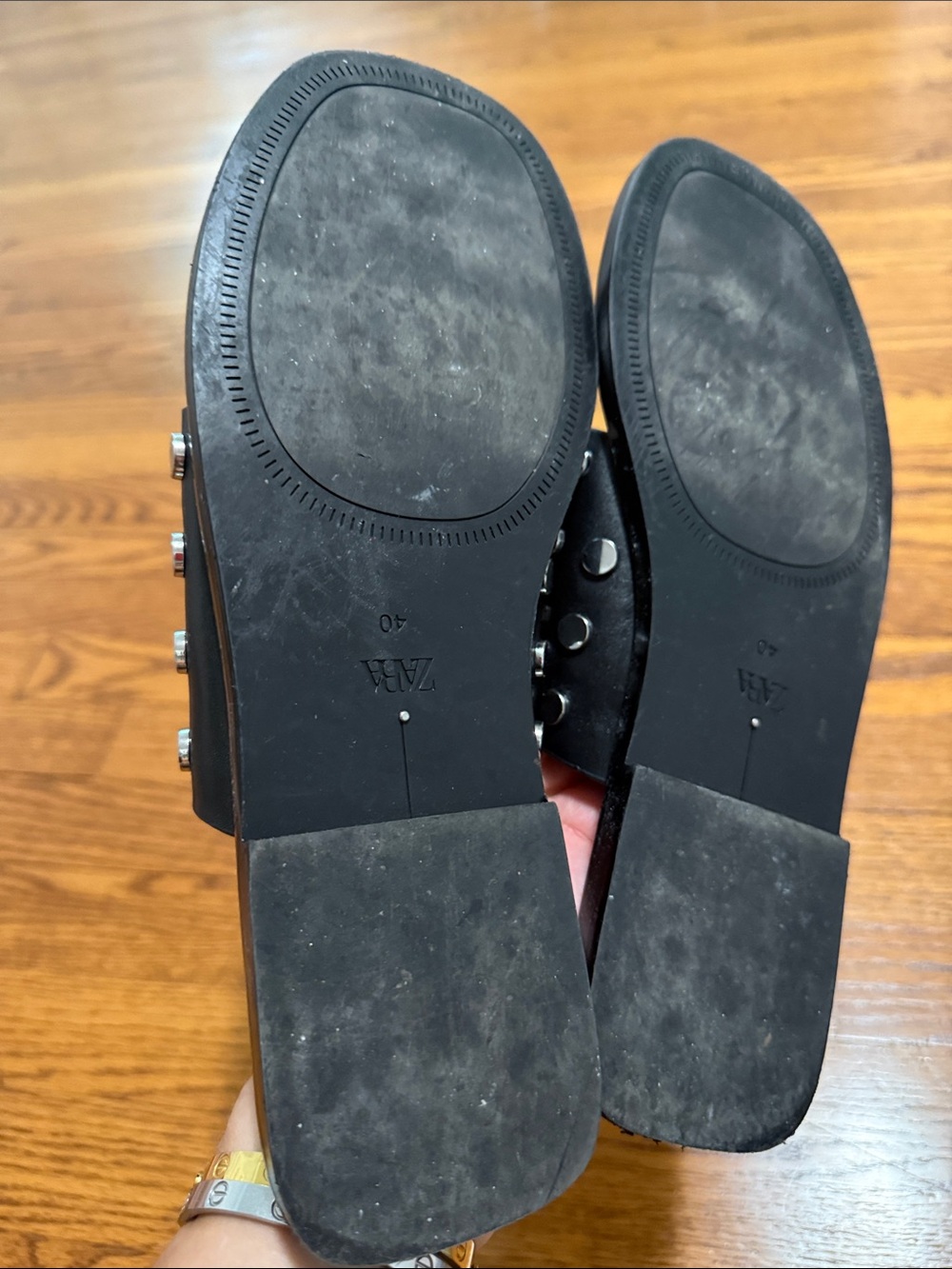 Stud-Embellished Black Slide Sandals Womens from Zara - Picture 6 of 8